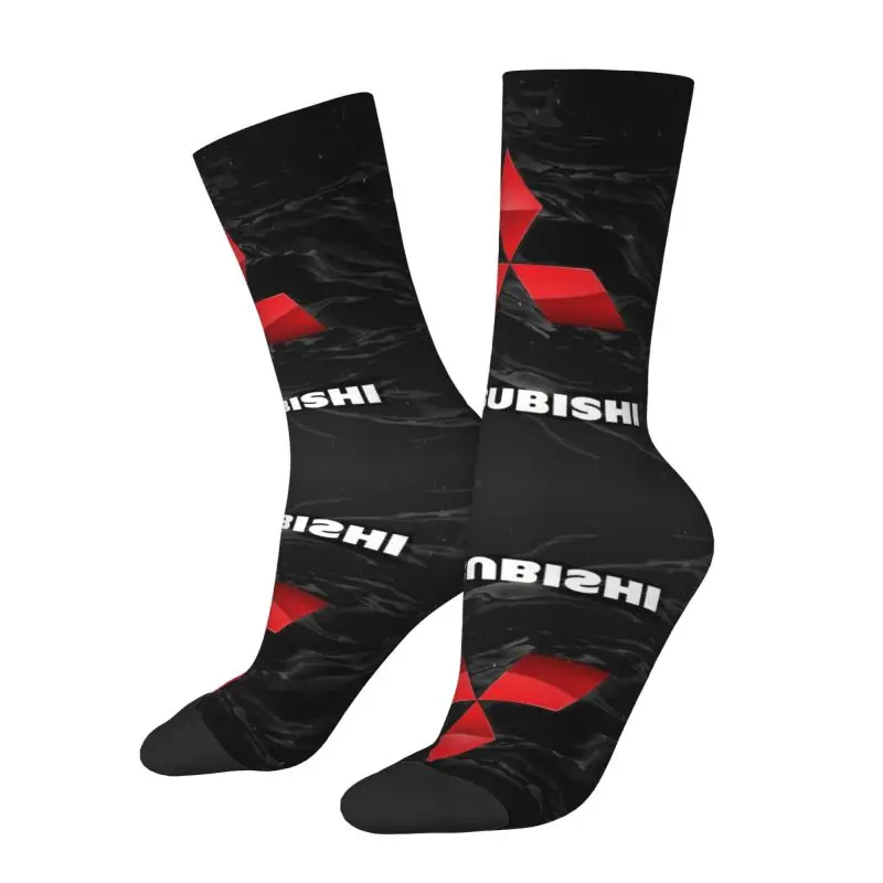 Custom Fun Printing Motor-M-Mitsubishies Auto Motorcycle Socks for Men Women Stretchy Summer Autumn Winter Crew Socks