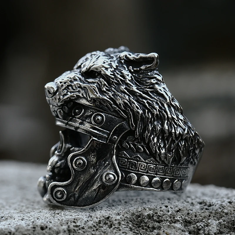 Beier 2022 New Fashion Stainless Steel Viking Vintage Roman Wolf Warrior Ring For Men Top Quality Jewelry Dropshipping