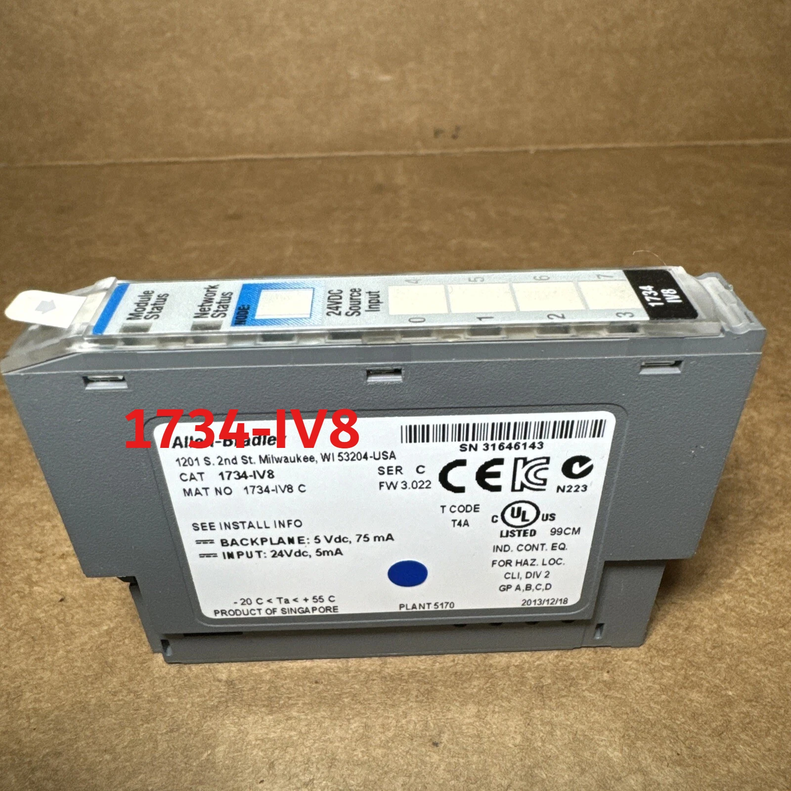 

Б/у 1734-IV8 для 8-канального модуля цифрового ввода Allen-Bradley 1734-IV8 POINT I/O