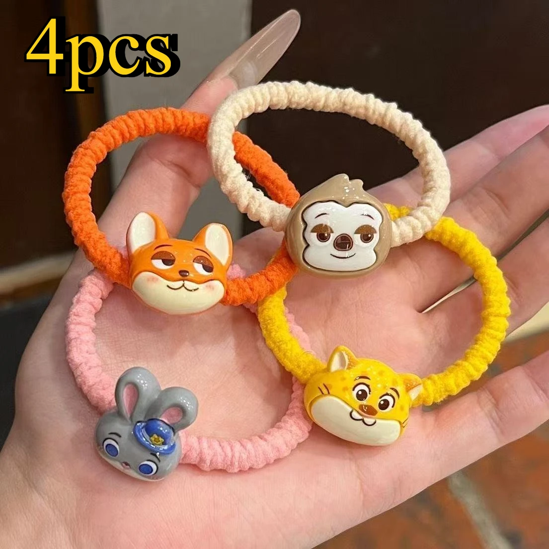 

4Pcs Anime Figure Hair Rope Cartoon Cute HairBand Fashionable Judy Hair Accessories Girl Holiday Christmas Gift