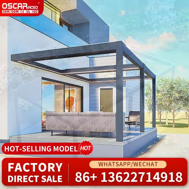 Large Retractable Canopy Sun Shade Aluminum Automatic Patio Garden Pergola for Backyard Poolside Balcony Retractable pergola