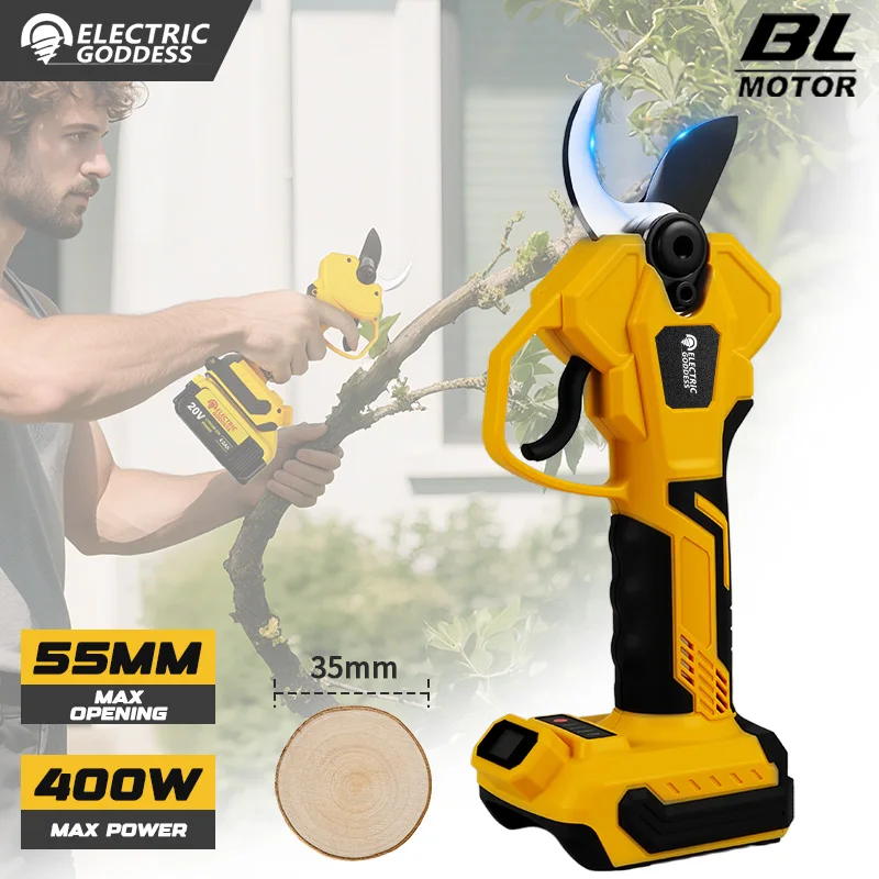 Brushless 55mm Electric Pruning Shear For Dewalt 20V Battery Cordless Fruit Tree Bonsai Pruning Branch Cutter Electric Scissors