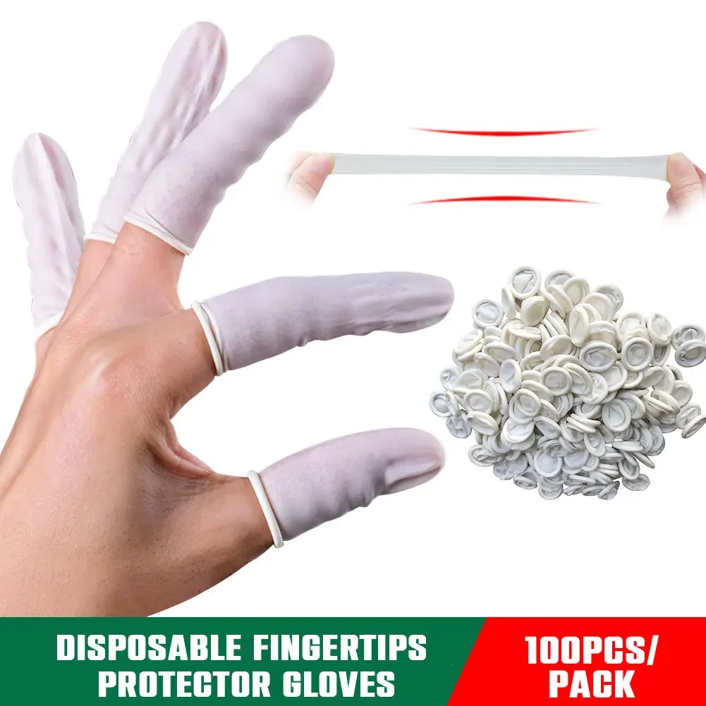 100Pcs Disposable Fingertips Protector Tattoo Gloves Rubber Non-slip Anti-static Latex Finger Cots Fingertips Durable Tool