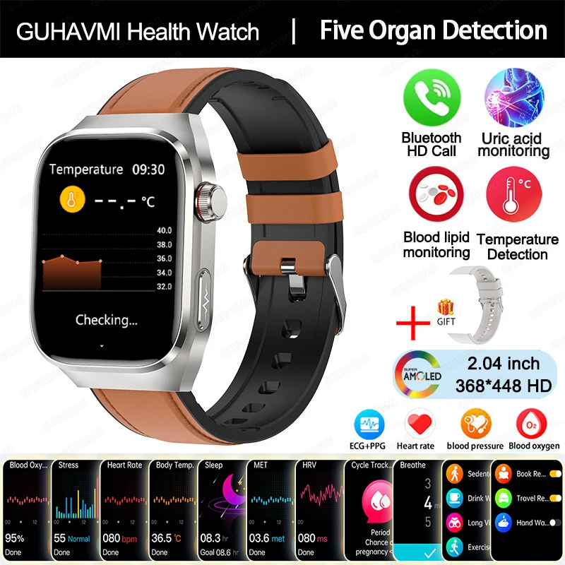 2025 Nieuwe ECG Smart Horloge Vrouwen BT Oproep Hartslag Bloedlipiden Urinezuur Gezondheid Monitor Horloges AI Voice 650 mAh Sport Smartwatch
