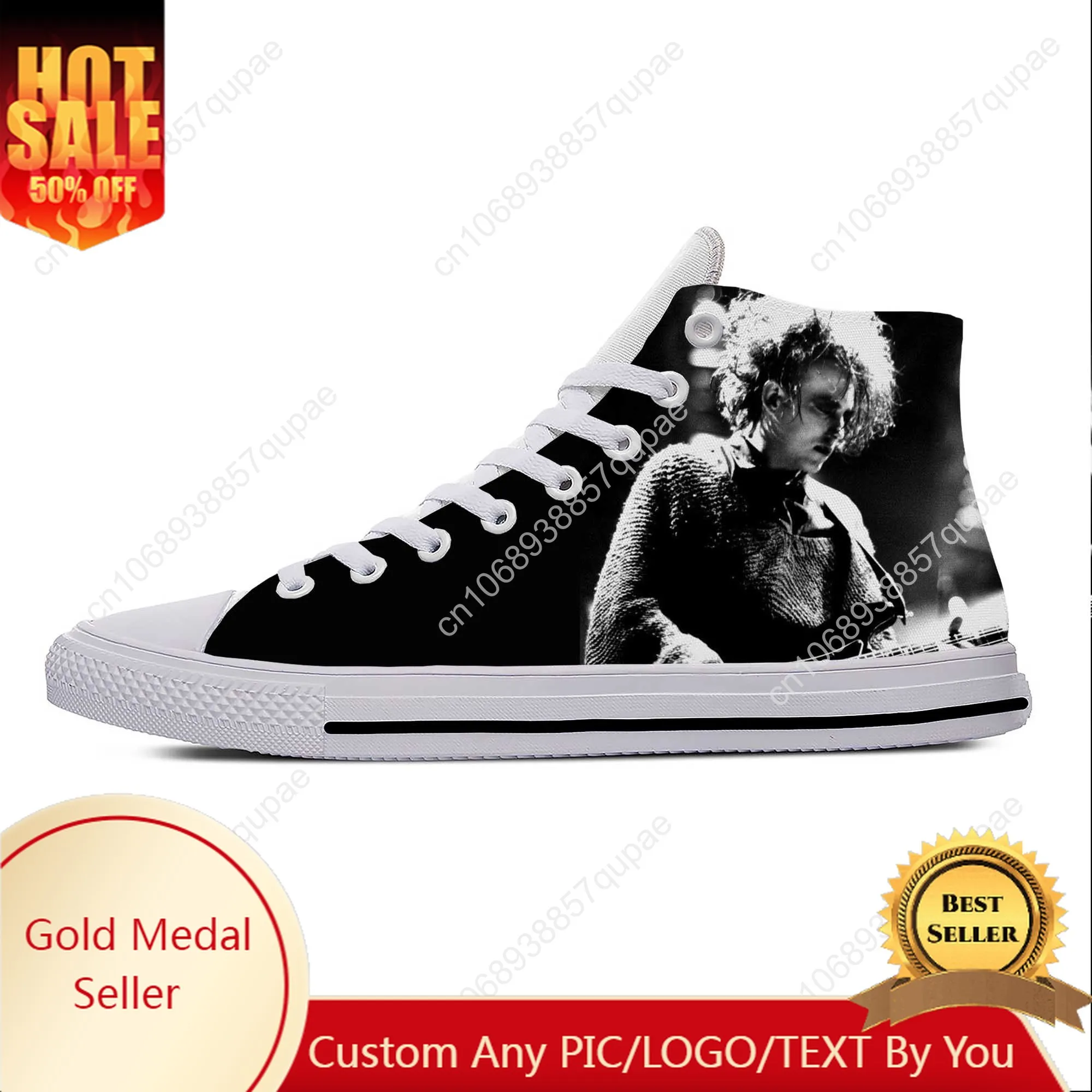 

Cure Rock Band Robert Smith The Music Singer Cool Casual Cloth Shoes High Top Lightweight Breathable 3D Print Men Women Sneakers