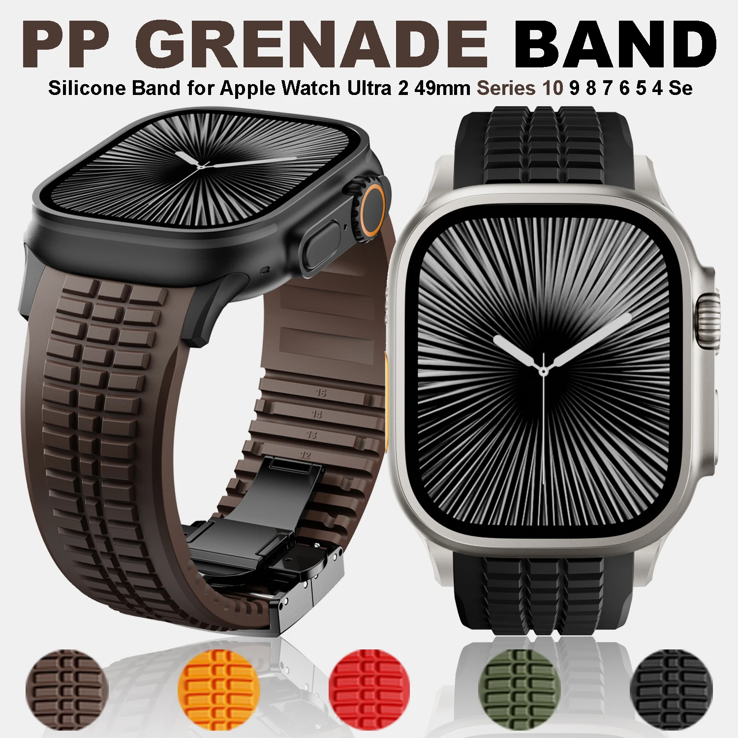 

Rubber Band for Apple Watch 46mm 45mm 44mm 42mm Sports Strap for Iwatch Ultra 2 1 49mm Series 10 9 8 7 Se 6 5 Se Luxury Bracelet