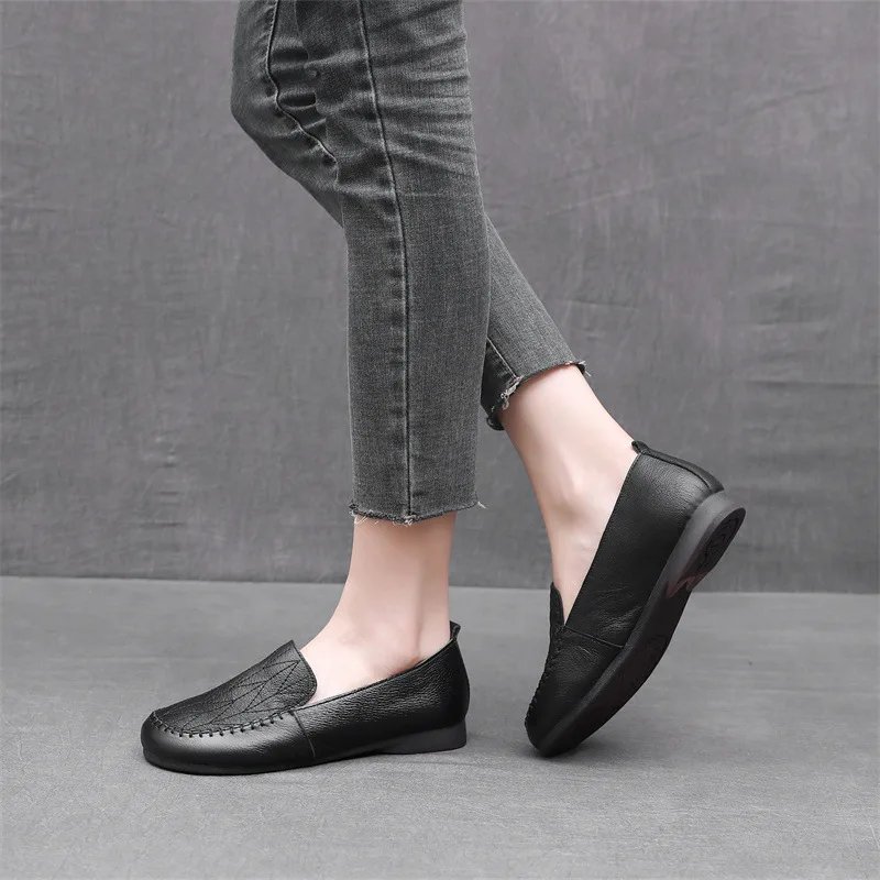 Women Real Leather Shoes Moccasins Mother Loafers Soft Flats Casual Female Driving Ballet Footwear Comfortable grandma shoes