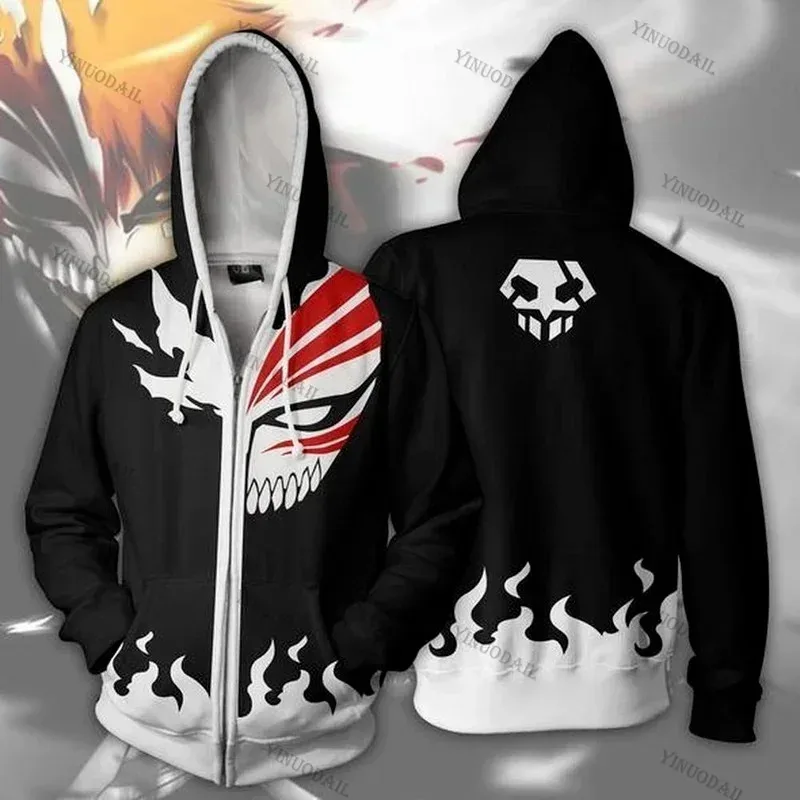 

Lyou 2025 Anime Bleach Hoodie Men Women Zip Up Hoodies Kuchiki Byakuya Squad 6 Captain Sweatshirt Cosplay Costumes Harajuku ★ ★