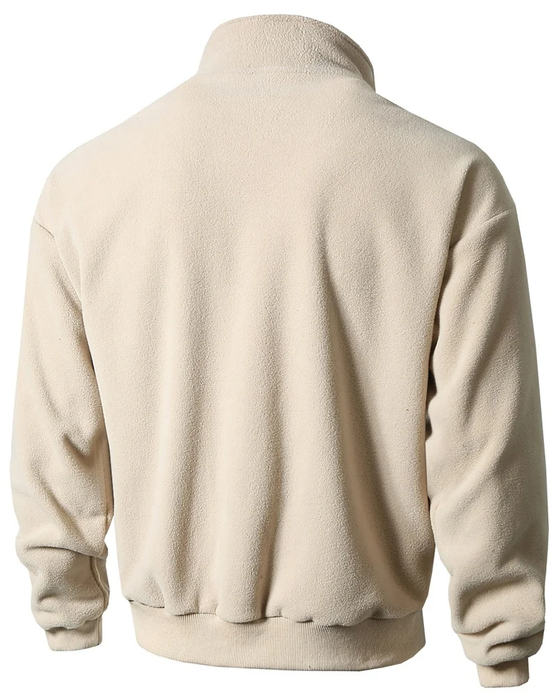 autumn winter New Men's pure color Casual turn-down collar Zipper Cardigan Fleece Coat  Men Trendy slim Zip Outerwear Tops