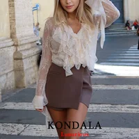 KONDALA Vintage Split Mini Shorts Skirt Women Fashion 2025 Front Pockets High Waist Office Lady Shorts Elegant Shorts Skirts - Image 4
