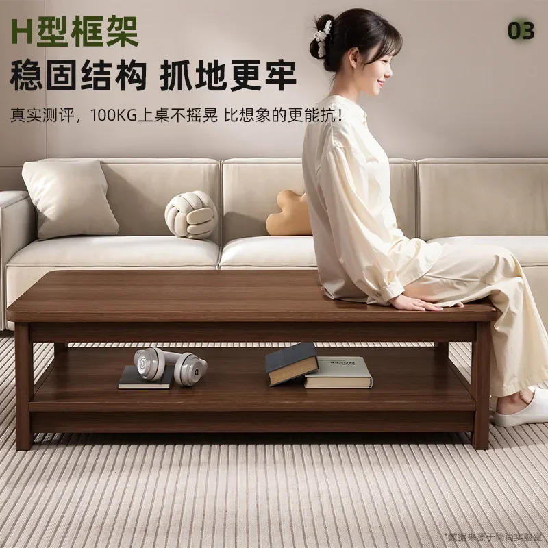 Medieval style coffee table small apartment living room double-layer small table simple rental house simple square