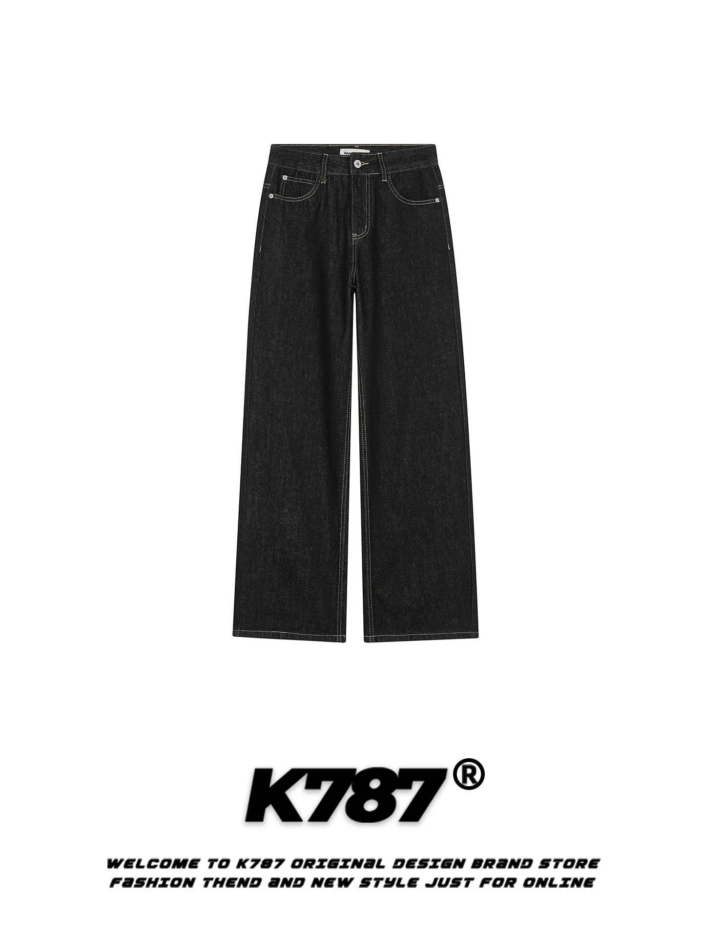 

Джинсы K787 в американском ретро-стиле с буквенным принтом, свободные, широкие, удлиненные, повседневные брюки для мужчин и женщин