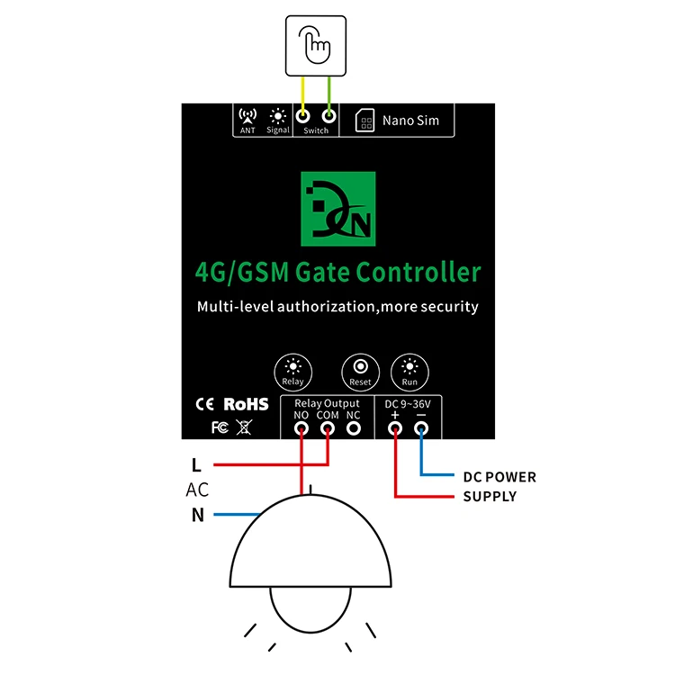 Imagem -04 - Abridor de Porta de Controle Remoto Gsm 2g ou 4g Interruptor de Relé Gsm sem Fio G202 Plus G203