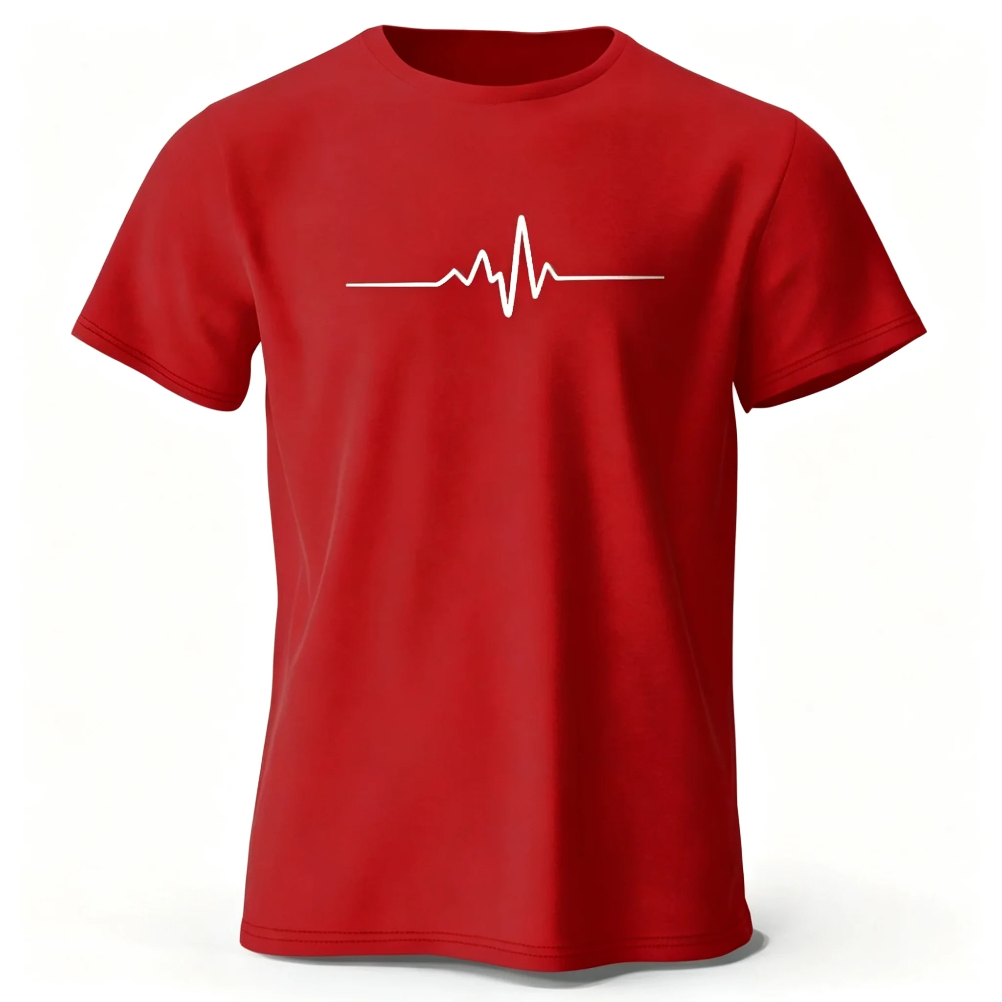 Unisex Minimalist Heartbeat ECG Line Graphic T-shirt Simple Pulse Heart Rhythm Print Crew Neck Cotton Short Sleeve Casual  Tee