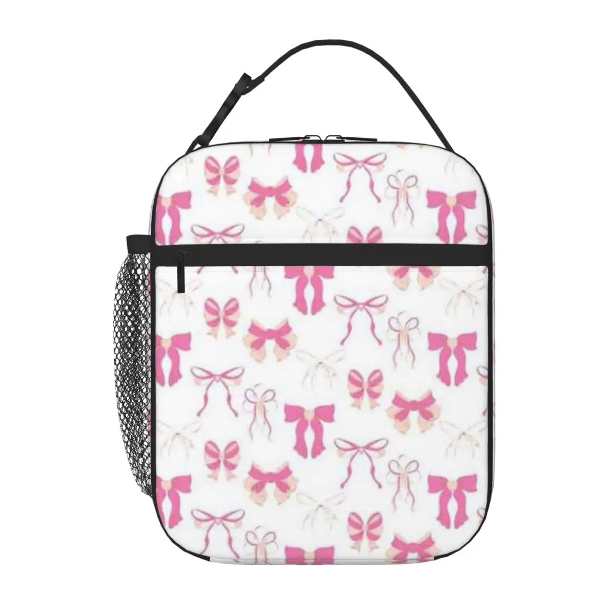 Bestselling Coquette Bows In Princess Aesthetic In Pink Multi Pocket Lunch Carrier Elementary School Lunch Box Bag