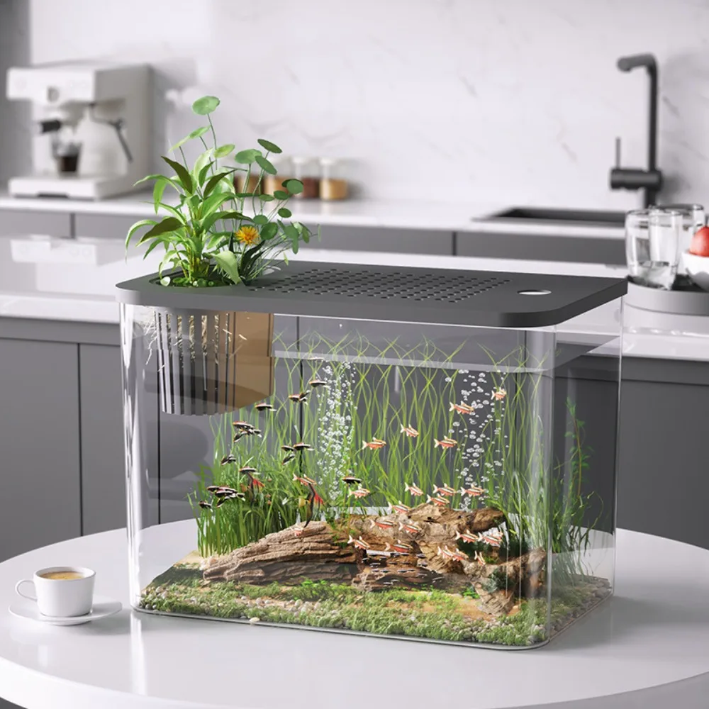 

Аквариум с крышкой, новый прозрачный экологичный резервуар для воды с защитой от падения, домашний аквариум для гидропоники из АБС-пластика, домашний резервуар для черепахи