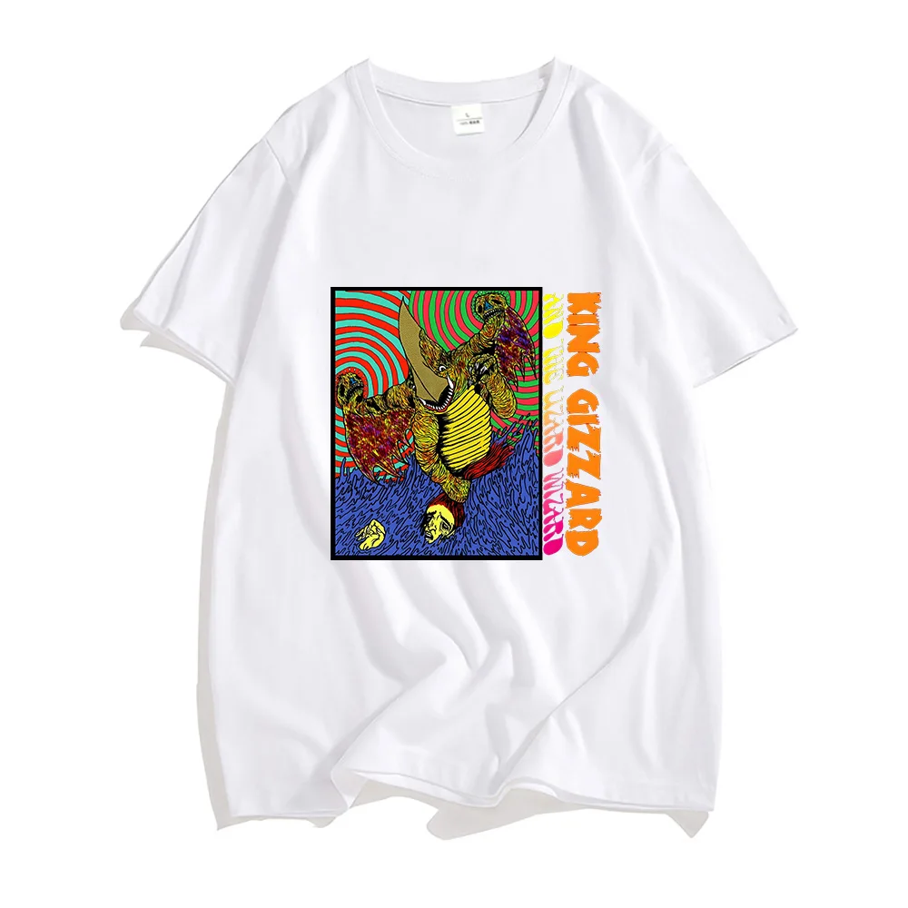 King Gizzard & The Lizard Wizard Oversized Tshirts Men 100% Cotton Four Seasons T-shirts Fantasy Tees Manga/Comic Aesthetic Soft