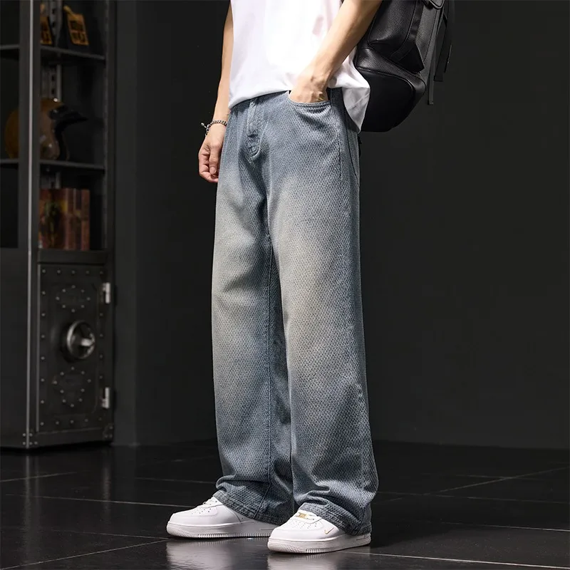 

Мужские джинсы свободного кроя с прямыми штанинами в стиле ретро, модные повседневные хлопковые брюки для осеннего сезона