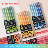 LANGUO 6 Colors Highlighter Pen Fluorescent Markers Drawing Fel Pens Art Japanese Handaccount DIY Cute Pastel Stationery