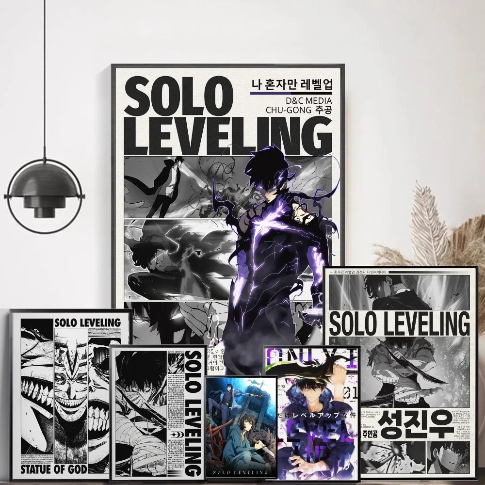 S-Solo L-Leveling Whitepaper Poster Fancy Wall Sticker For Living Room Bar Decoration Decor Art Wall Stickers