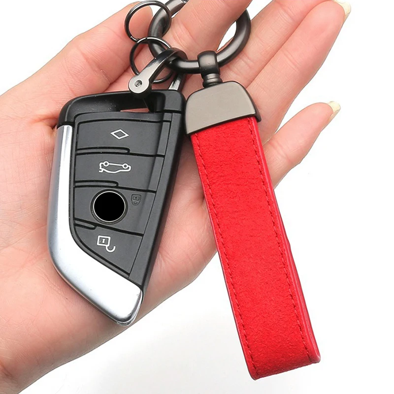 Suede Leather Car Keychain High-Grade Luxury Key Rings Holder Buckle Alcantara Bag Pendant Charms Best Gift for Christmas Xmas