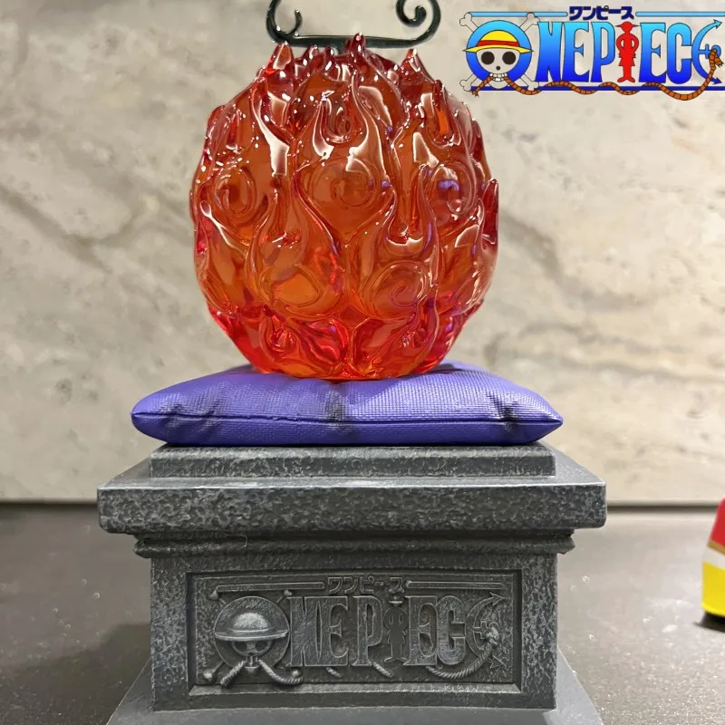 One Piece Fruit Base Demon Luminous Led Light Rock Texture Resin Collection Model Ornament Toy Luffy Gum-Gum Fruit Kids Gifts