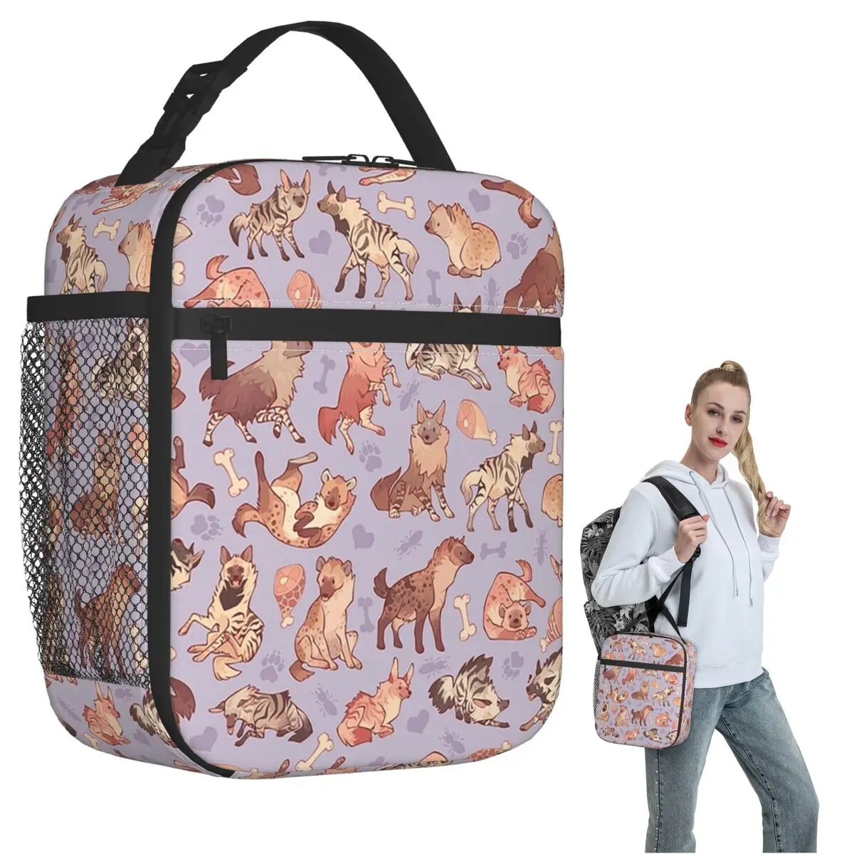 

Термосумка для обедов Hyenas In Lavende для женщин и детей, портативная сумка-ланчбокс для еды