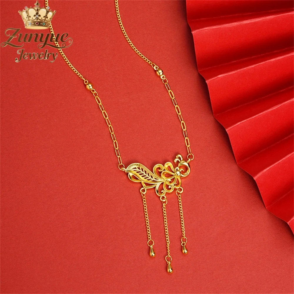 

High-End Sand Gold Hollow Peacock Tassel Necklace Luxury Quality Jewelry Best Selling Fashion Jewelry Exquisite Charms Popular