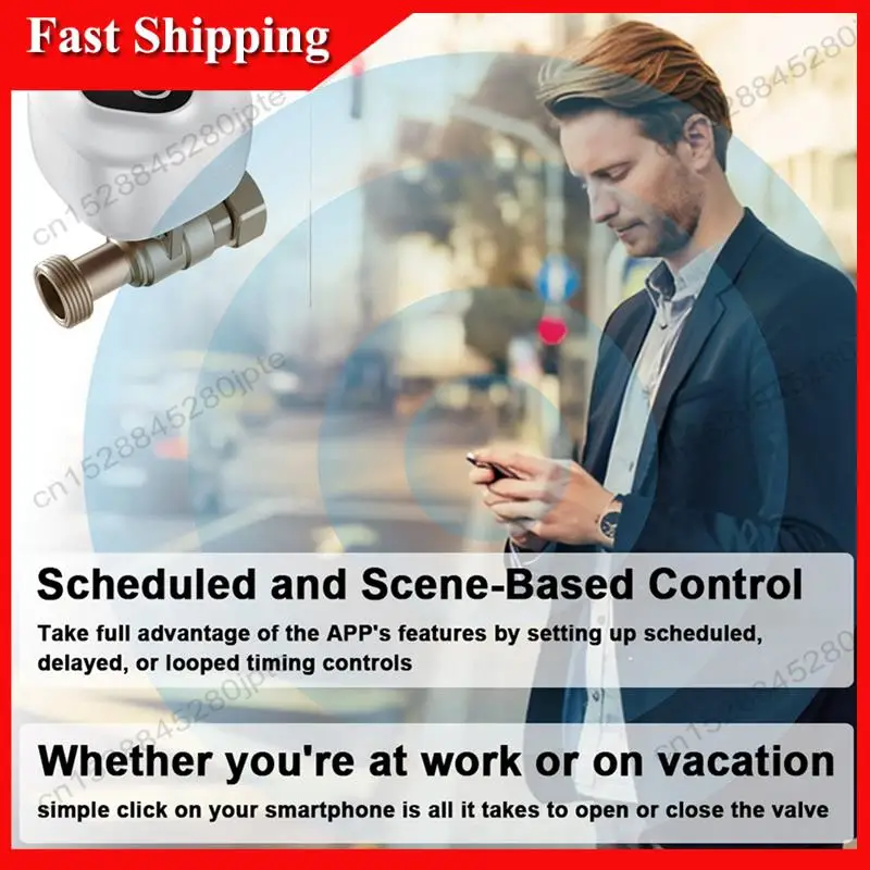 

-ABUB 2X Wifi Intelligent Ball Valve Automatic Water Shut-Off Valve Support APP Control/Water Leakage Alarm EU(B)