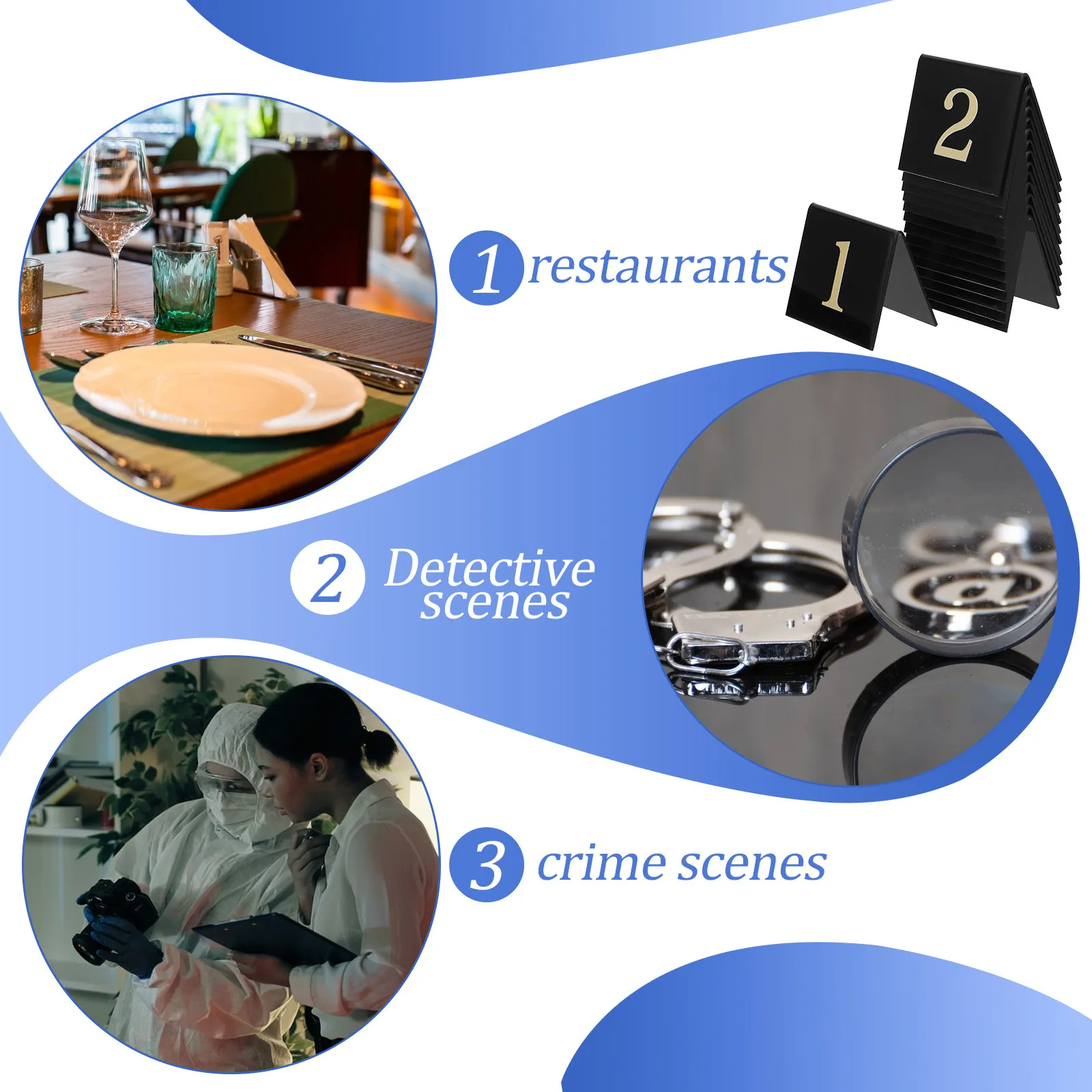 15Pcs Compact Table Numbers Acrylic V-Shaped Double-Sided High-Visibility Black Bold Numbers for Restaurant Cafe Detective Party view 2