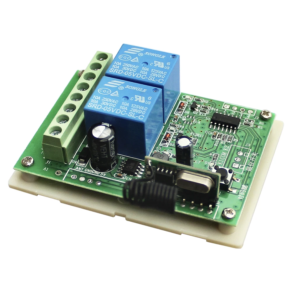 Remote Control 433m Dual Channel RC Switch 12V-24V Wide Voltage, Relay Output Switch, Radio Frequency Emission