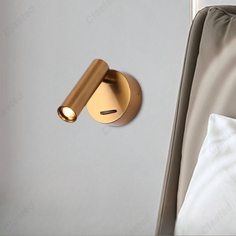 New Simple LED Reading Wall Lamp with Switch Hotel Room Home Living Room Bedroom Bedside Advanced Lighting Lamps