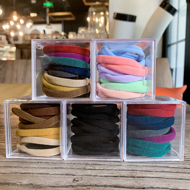 女の子用の無地のゴムバンド,ポニーテールホルダー,ヘアバンド,韓国のアクセサリー,装飾品,1セットあたり10個