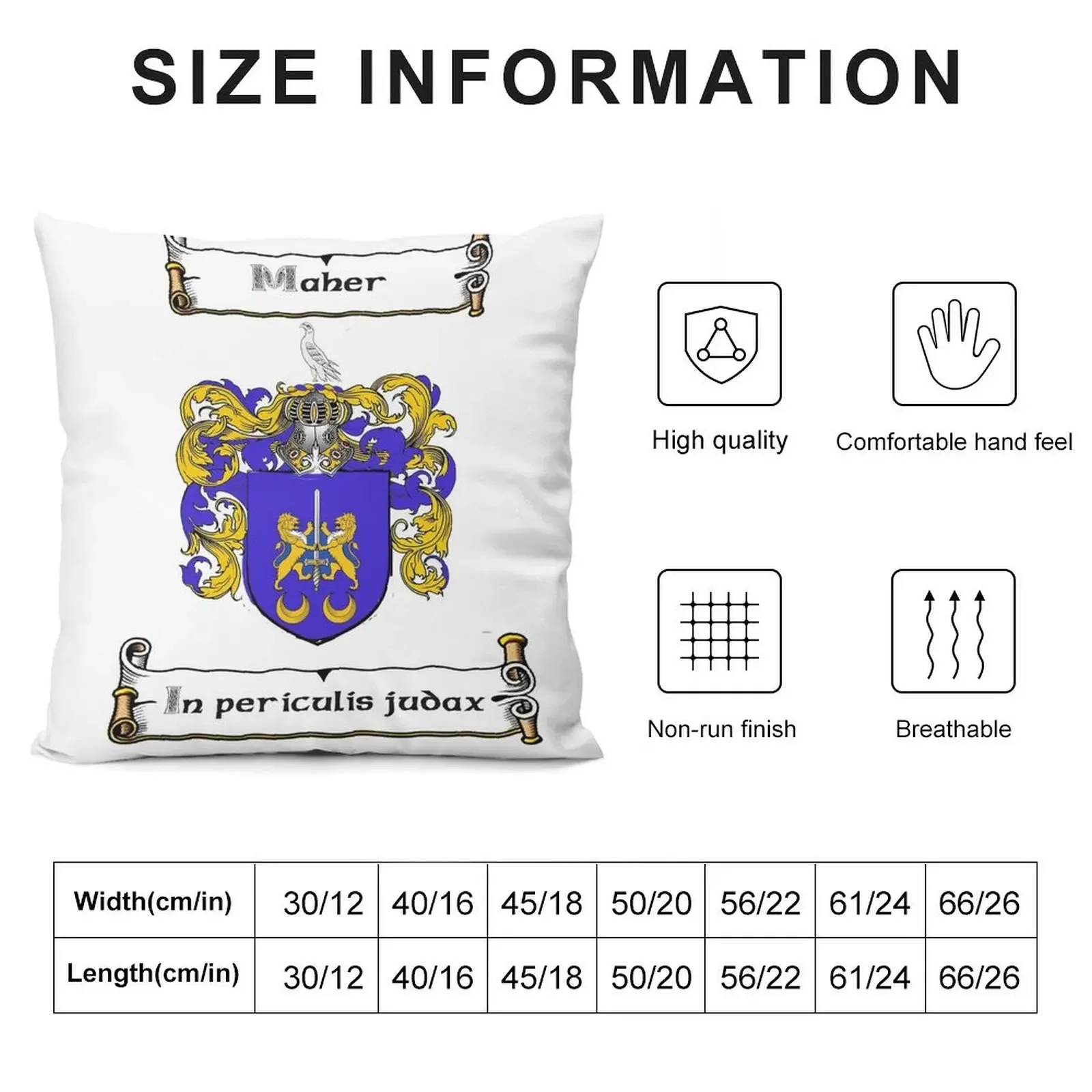 Maher Family Crest and Motto Throw Pillow bed pillows home decor items Luxury Cushion Cover Pillow Covers Decorative pillow