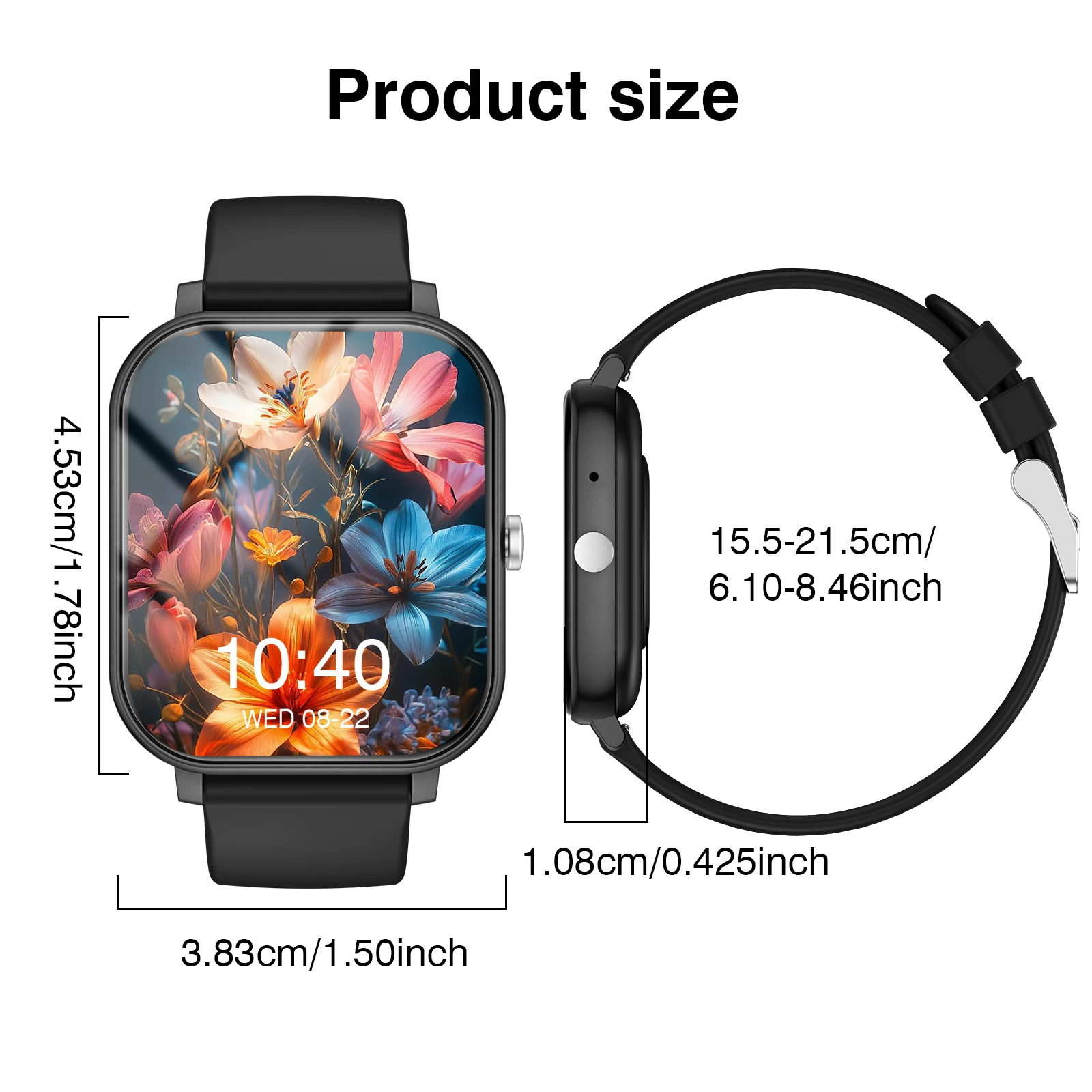 ساعة ذكية عالية الدقة 1.83 بوصة، عدد 1 من الساعات الذكية العصرية مع مكالمات BT وفحص الطقس، ساعة ذكية للتتبع الرياضي لنظام Android