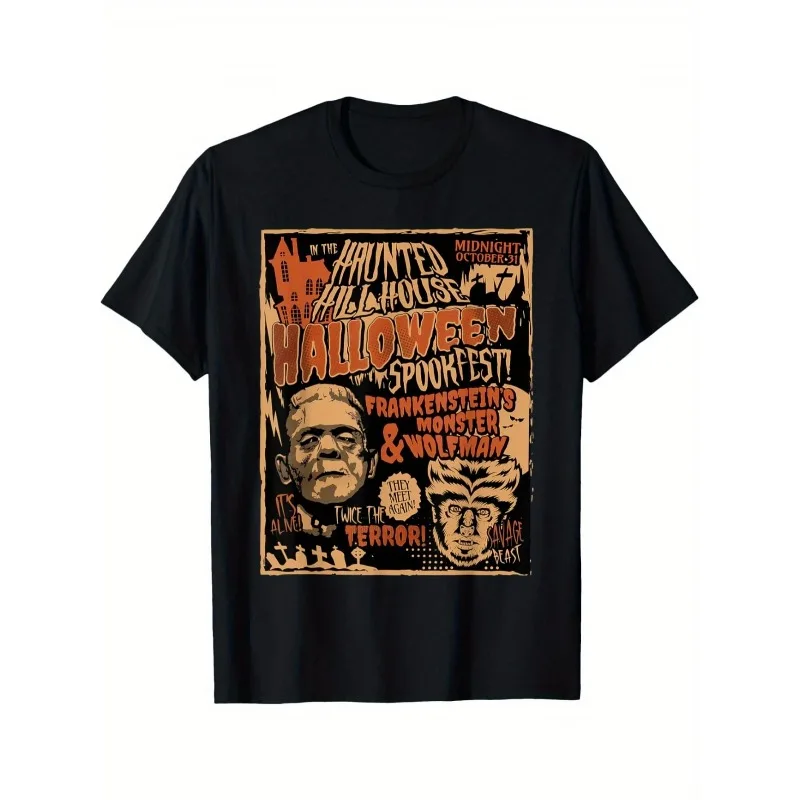 Vintage House on Haunted Hill Tee Horror Movie Graphic T Shirt Women's Men Cotton Tee Casual Summer Oversize O-Neck Novelty Top
