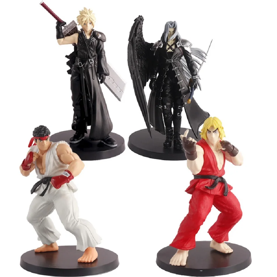 Anime Fighting Game Action Figures Ryu Ken Masters Cloud Strife Sephiroth PVC Model Toys Dolls Room Decor Christma Gift For Fans