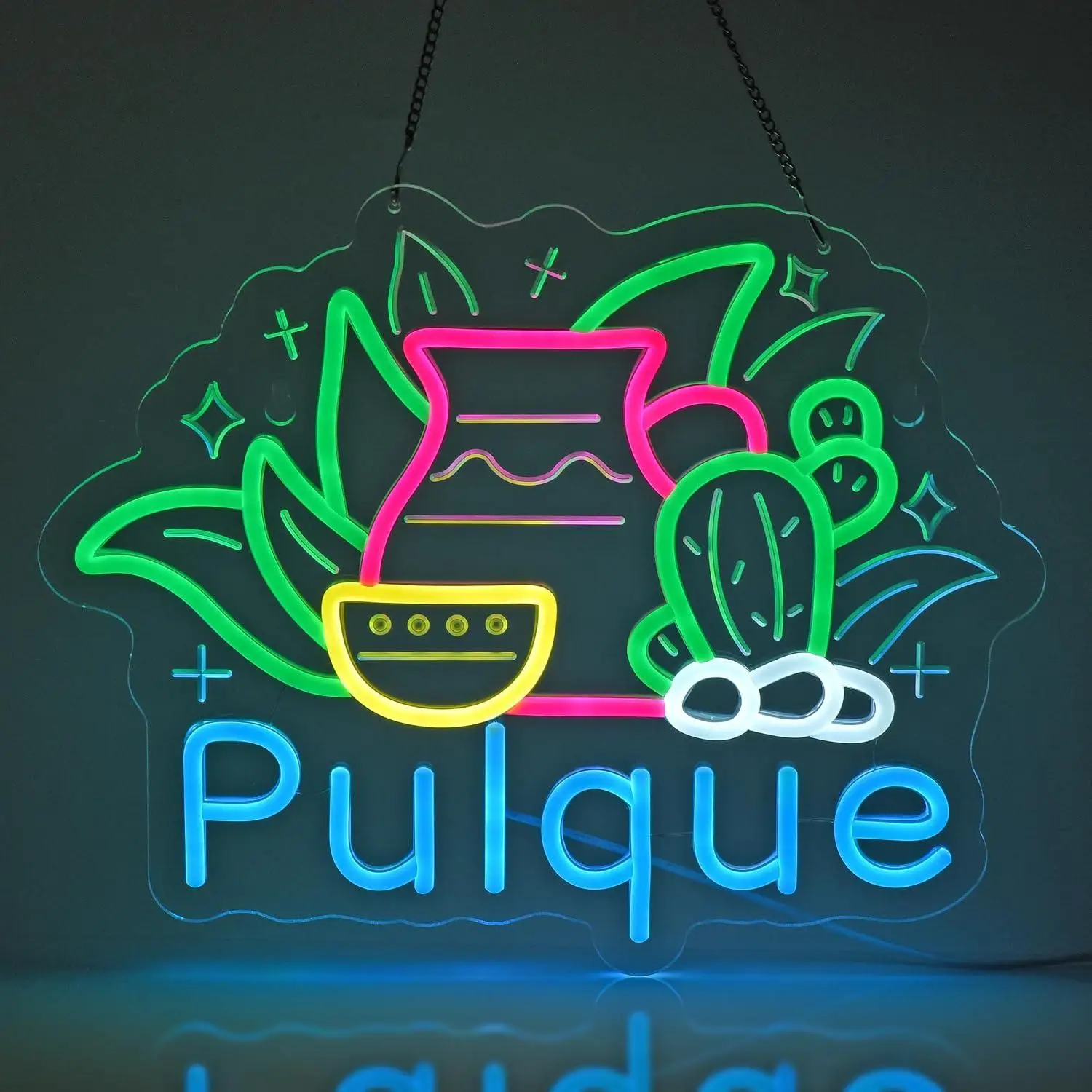 

Pulque Agave Neon Sign Dimmable LED Light For Mexican Latin Bistro Agave Bar Pub Food Truck Kitchen Wall Decor Signboard Light