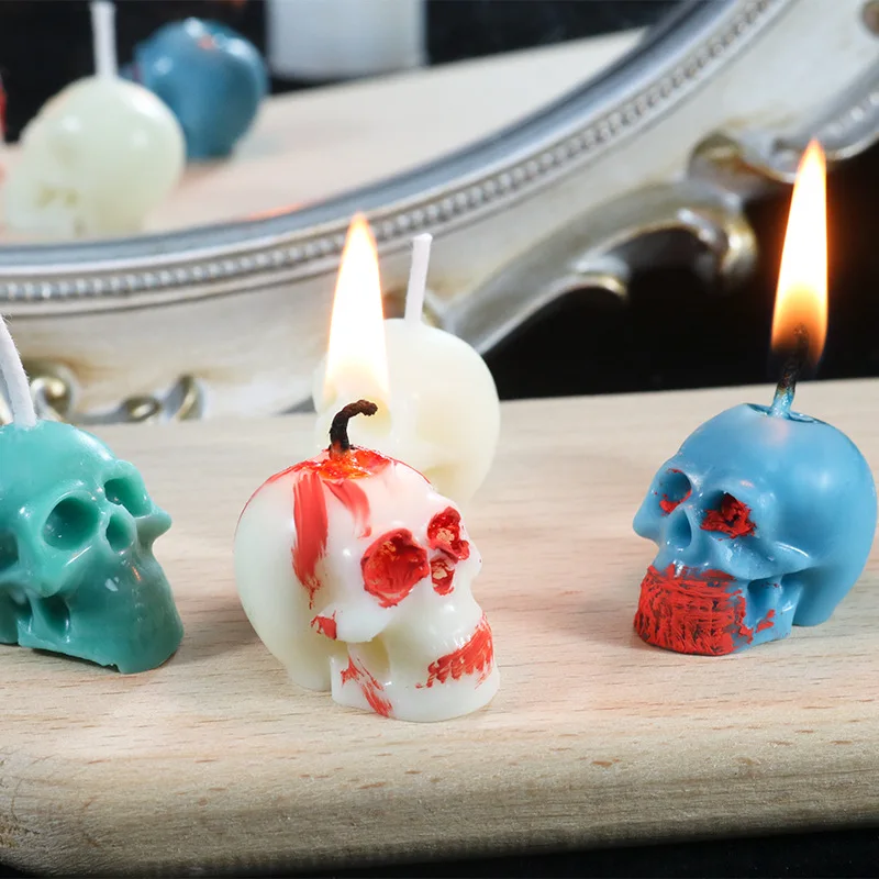 Little Skeleton Candle Silicone Mold Skeleton Aromatherapy Gypsum Resin Chocolate Mould Terrifying Human Head Halloween Decor