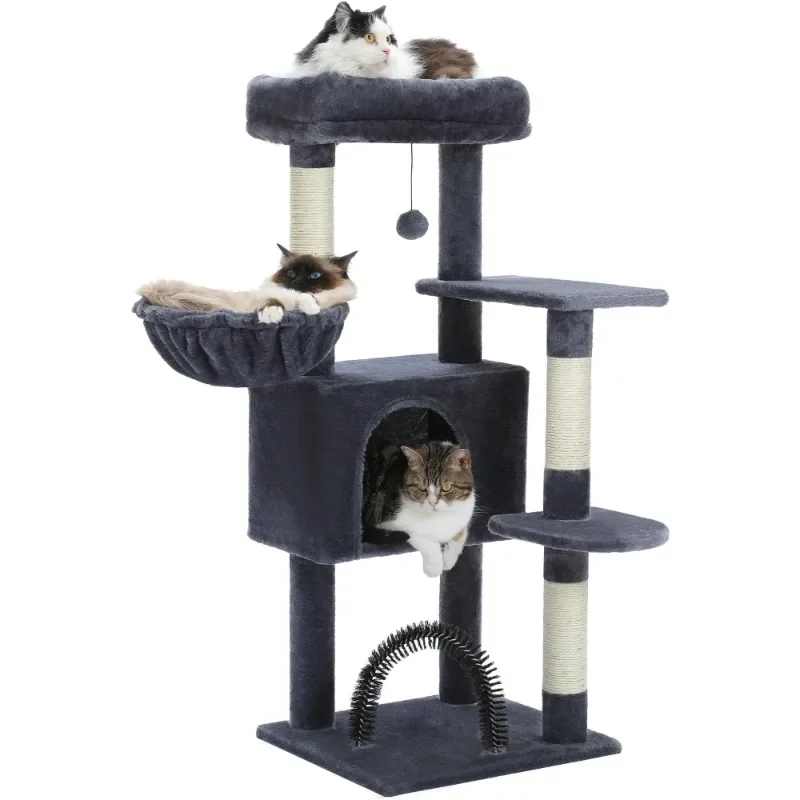 42" Cat Tree Tower Cat Condo with Large Perch Scratching Posts for Indoor Cats