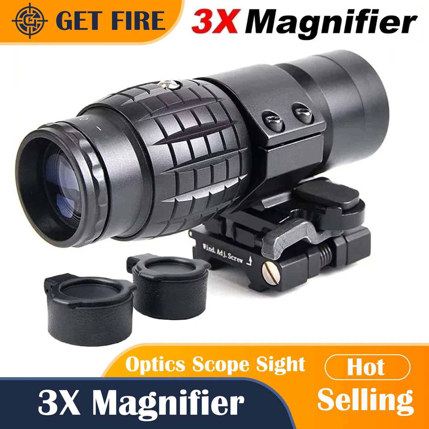 Tactical 3x30mm 3X Magnifier Metal Optics Scope Sight with 20mm Flip To Side Mount with Quick-detach Lever for Outdoor Hunting