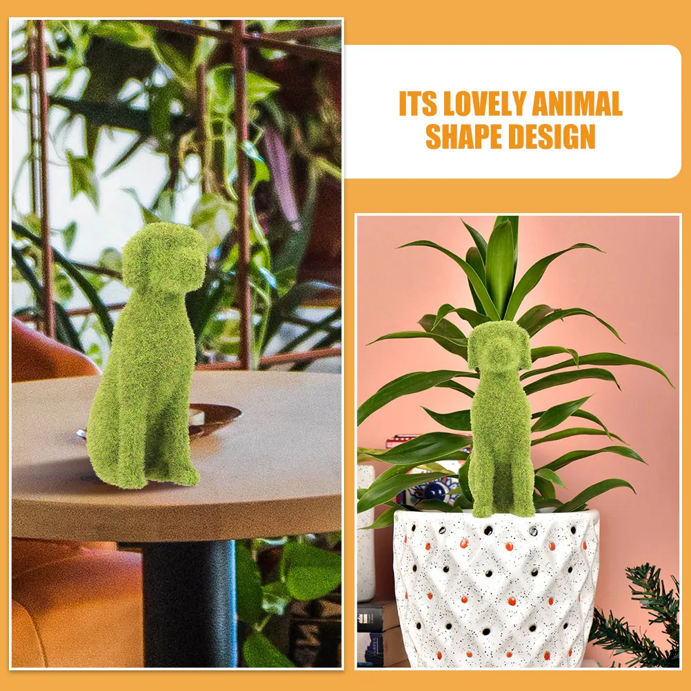 

2Pcs Adorable Flocked Dog Decoration for Desk Garden Office Dormitory Lawn Patio Home Decor Moss Animal Ornament European Style