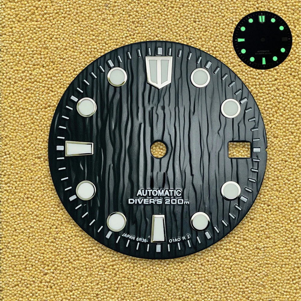 28.5mm S Logo Dial Suitable For NH35/NH36/7S/4R Japanese Movement C3 Green Luminous Watch Modification Accessories view 3