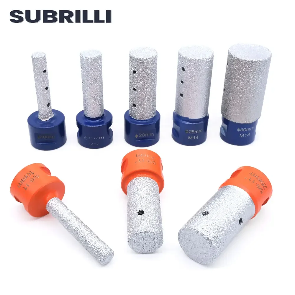 SUBRILLI Diamond Vacuum Brazed Finger Bits 10/15/20/25mm Hole Edge Milling Grinding Bit for Stone Marble Granite Concrete 1PC