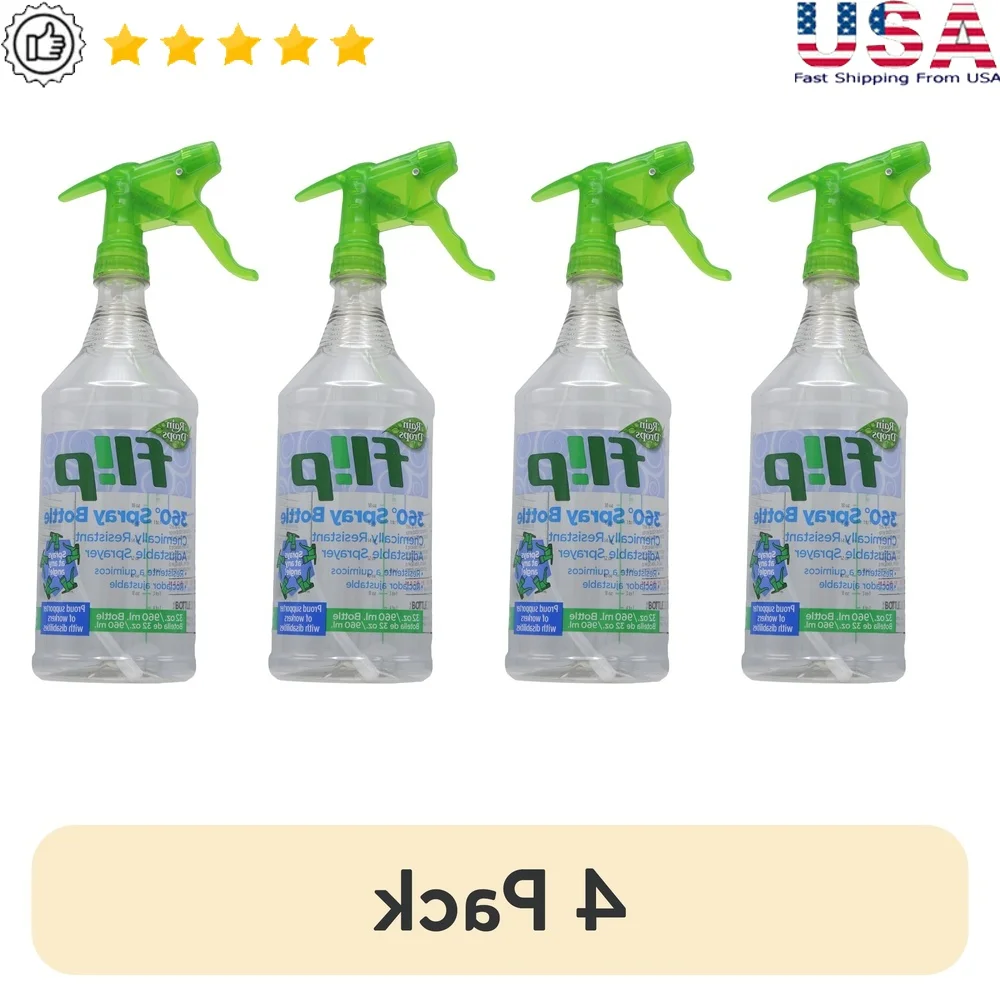 

4 Pack 32oz Adjustable Nozzle Plastic Spray Bottles Cleaning Gardening Crafts Pet Training 360 Degree Spray Angle