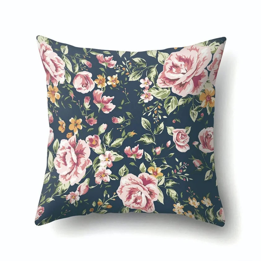 Tropical Plant Decorative Pillowcase Flamingo Cotton Linen  Floral