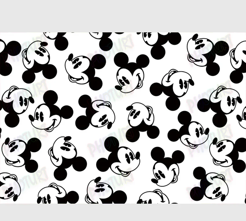 Disney Mickey Mouse Head Backdrop Kids Birthday Decoration Background Black White Vinyl Photography Photo Studios Props