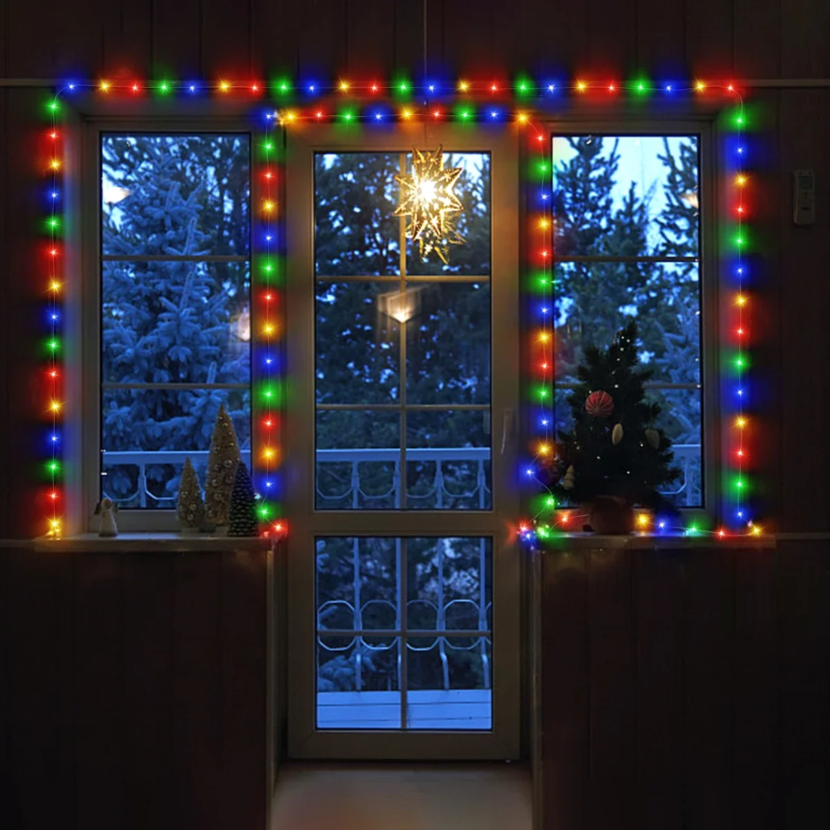 크리스마스 장식 LED 스트링 라이트 드림 컬러 8가지 모드 220V 110V EU US 야외 램프 축제 정원 웨딩 파티 장식