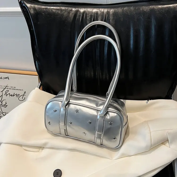 

Осень 2024, 245, модная и простая новая универсальная сумка одного размера для боулинга, сумка через плечо на молнии из искусственной кожи