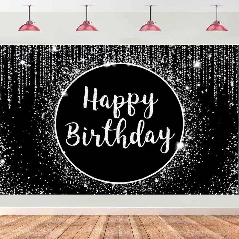 

Happy Birthday Background Rose Gold Glitter Balloon Party Decor Family Portrait Photography Backdrop Birthday Decor